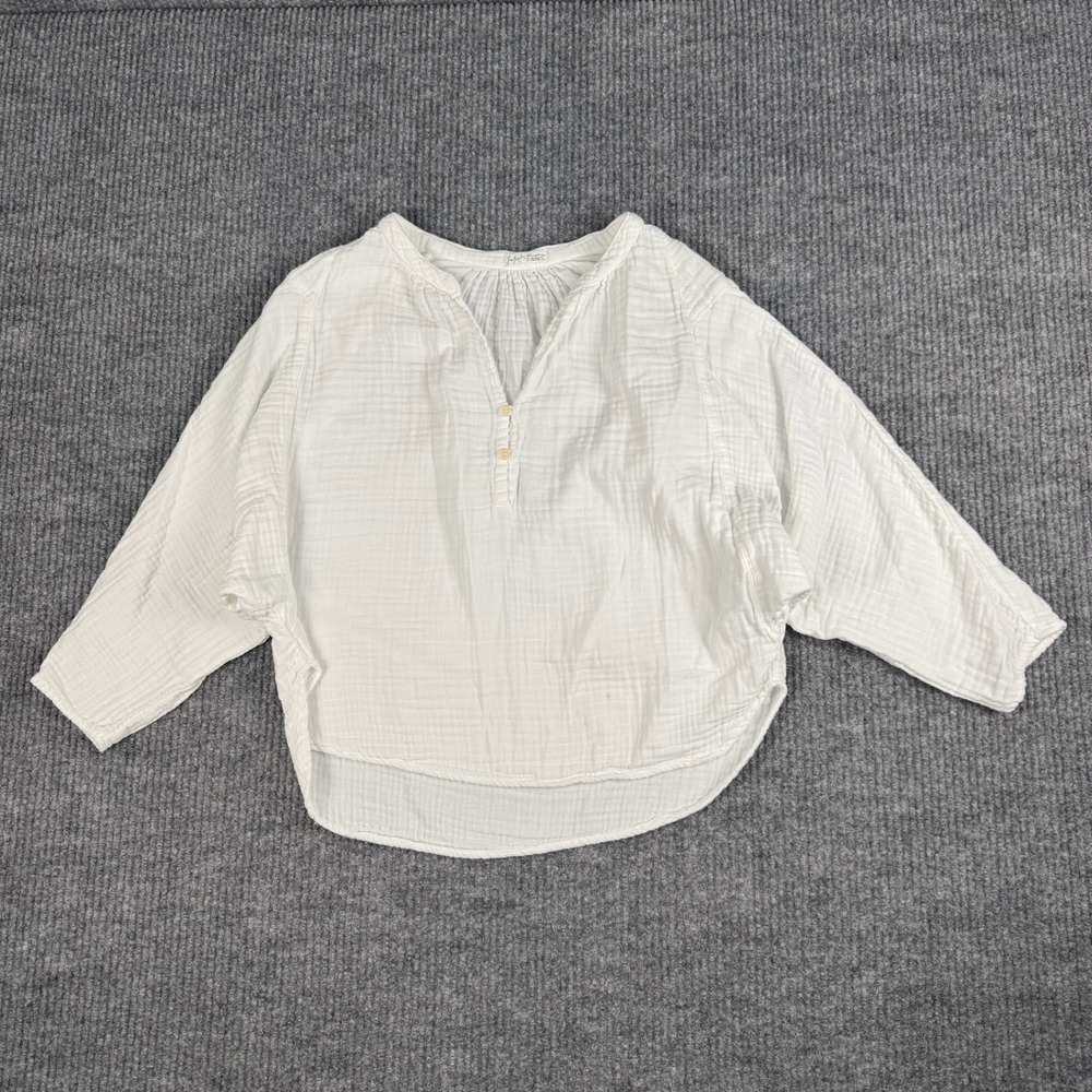 Free People x CP Shades Top Womens S White Gauze Cotton Boho Blouse Costal Beach